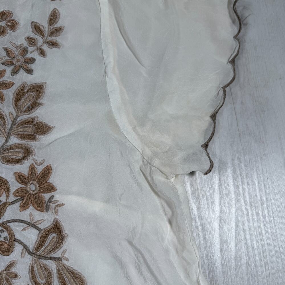 Johnny Was Tunic Blouse Womens Large White Lace Embroidered Sheer Boho Top - Picture 5 of 16